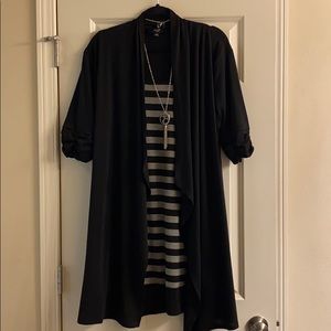 Black & gray tunic w/built in sweater and necklace